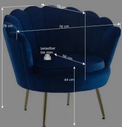 Wohnen Muschel Design Sessel in Blau Samtbezug - Dotagon