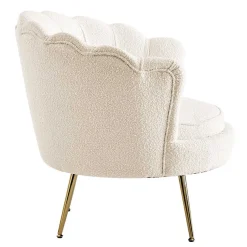 Wohnen Muschel Designsessel in Creme Boucle - Ucera
