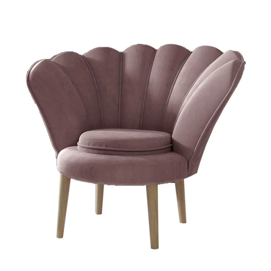 Muschel Loungesessel in Altrosa Samt - Ilena^Wohnen Hot