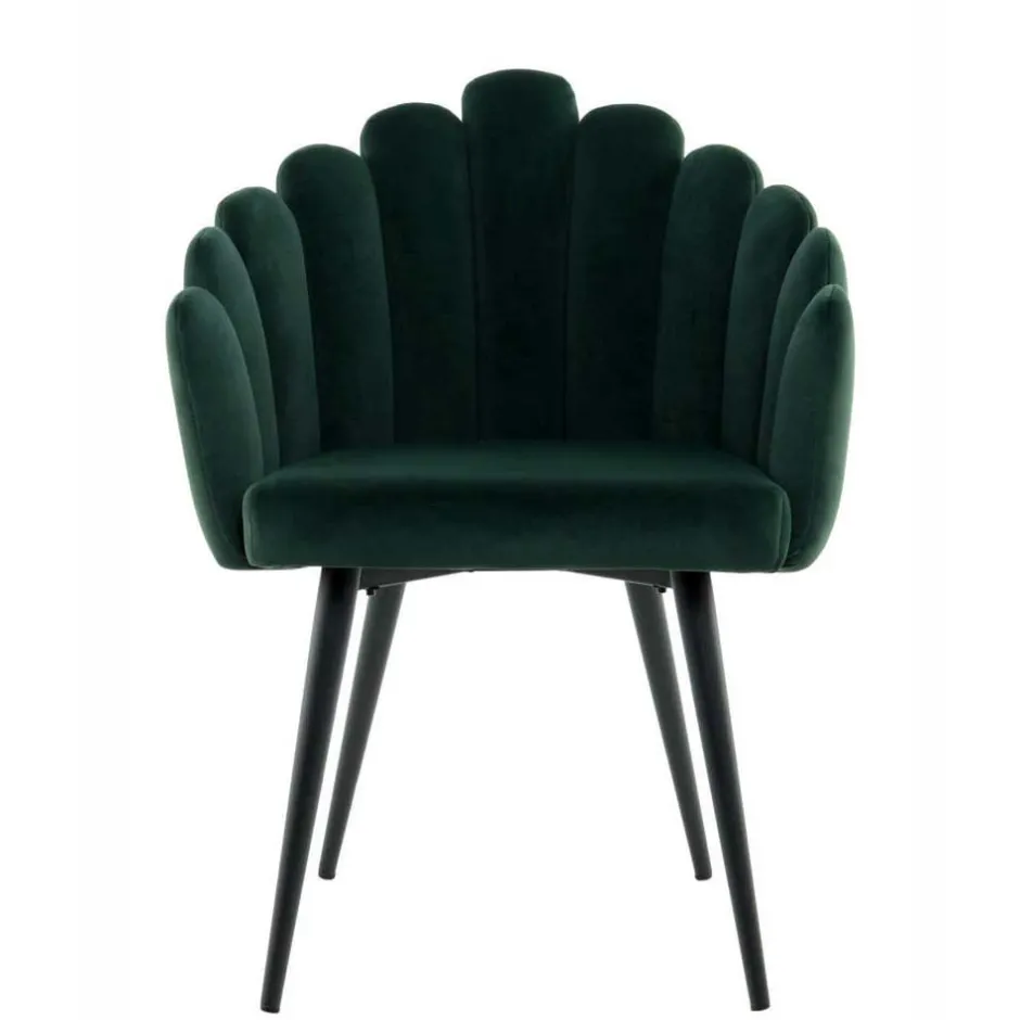 Wohnen Muschel-Designstuhl in Dunkelgrün Samt - Kenia