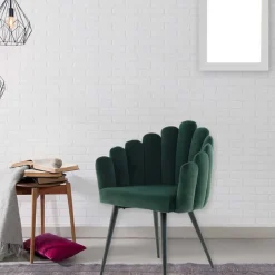 Wohnen Muschel-Designstuhl in Dunkelgrün Samt - Kenia