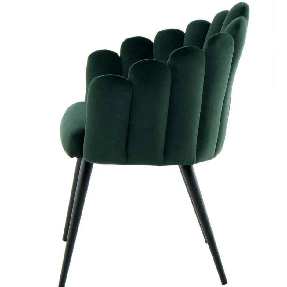 Wohnen Muschel-Designstuhl in Dunkelgrün Samt - Kenia