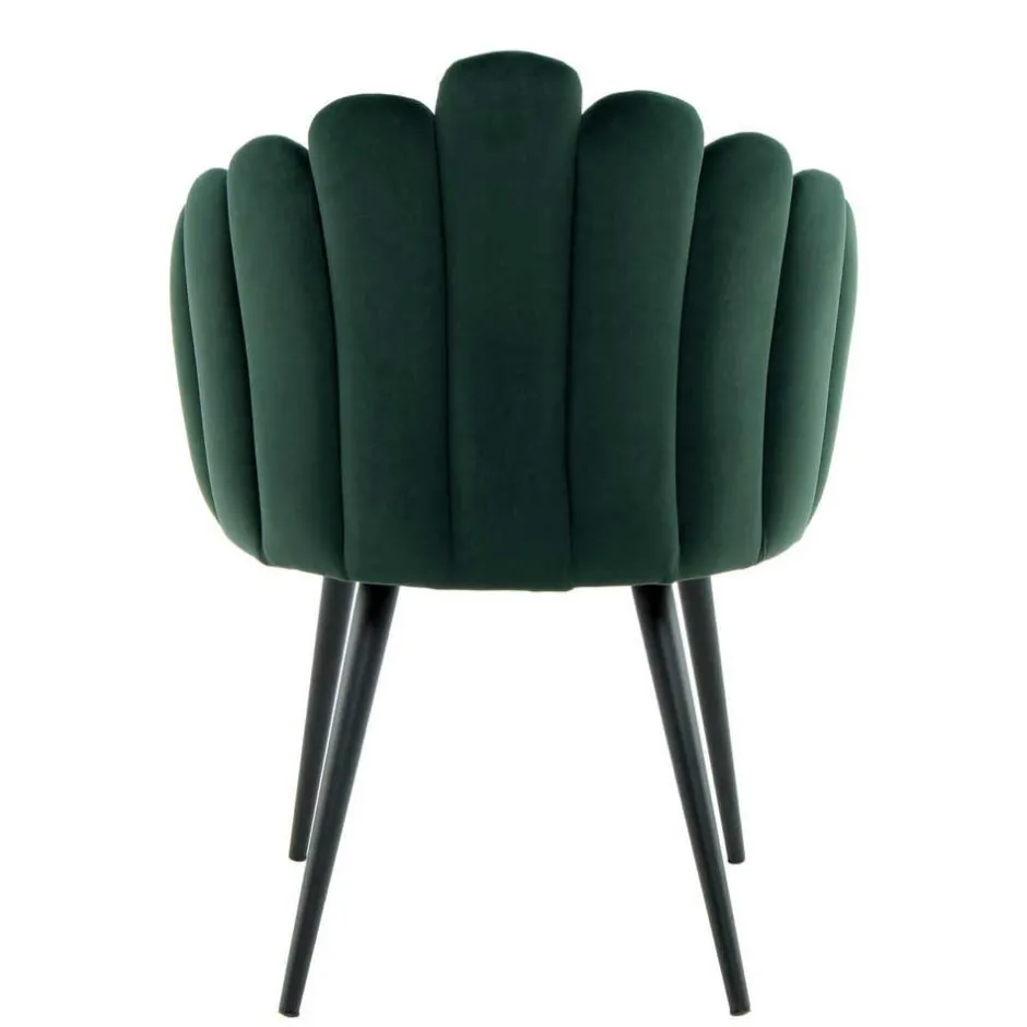 Wohnen Muschel-Designstuhl in Dunkelgrün Samt - Kenia
