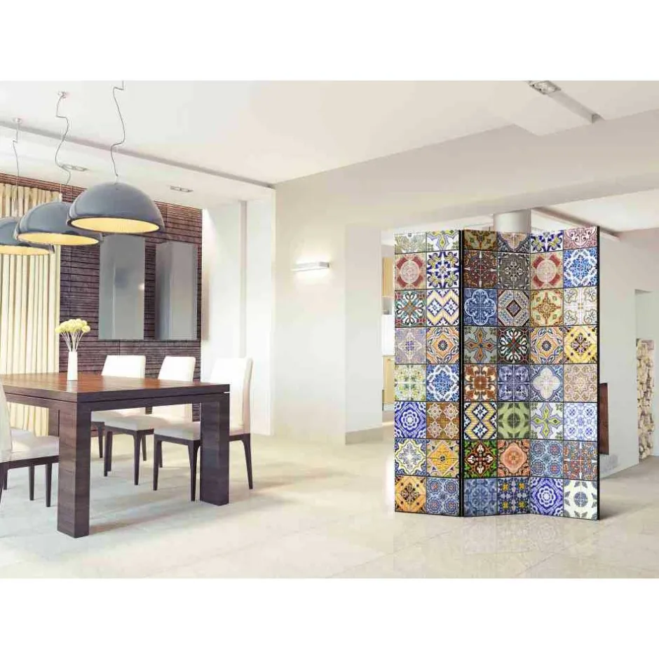Muster Kachel Optik Paravent in Bunt - Nany^Wohnen Clearance