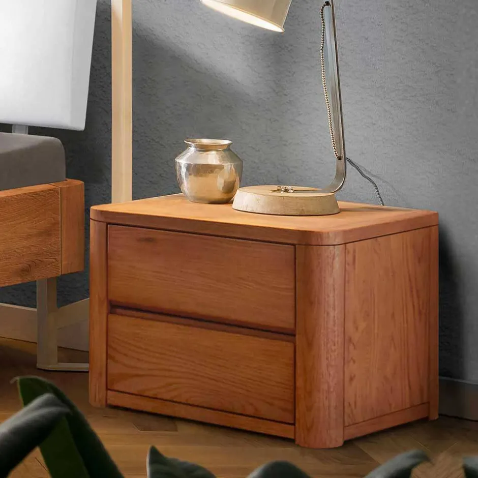 Wohnen Nachtkommode aus Eiche gebürstet & geölt - Finley