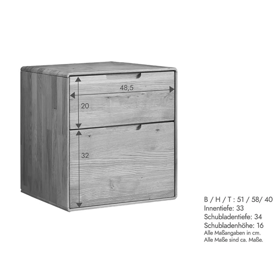 Nachtkommode aus Massivholz Wildeiche - Darcona^Wohnen Outlet