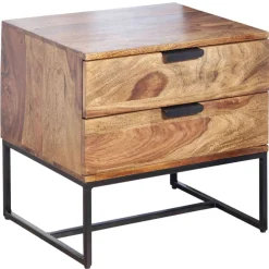 Wohnen Nachtkommode aus Sheesham massiv & Metall - Campane