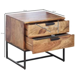 Wohnen Nachtkommode aus Sheesham massiv & Metall - Campane