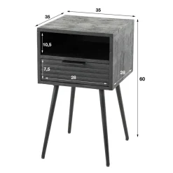 Wohnen Nachtkommode Beistelltisch in Schwarz - Jadamos