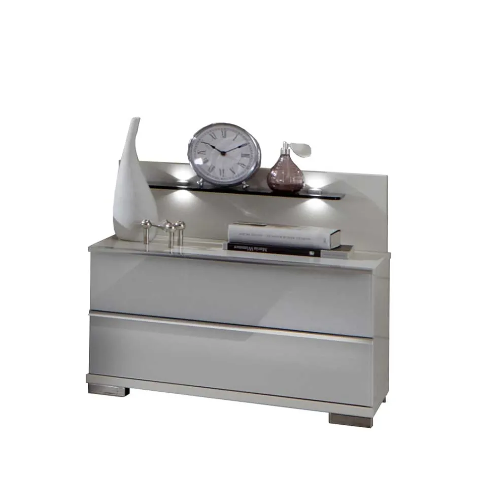 Nachtkommode Donpiave mit Glasablage^Wohnen Discount