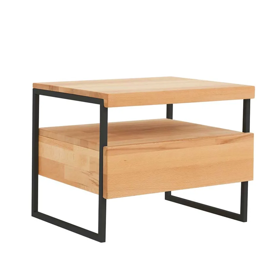 Wohnen Nachtkommode Ettina in Natur und Schwarz