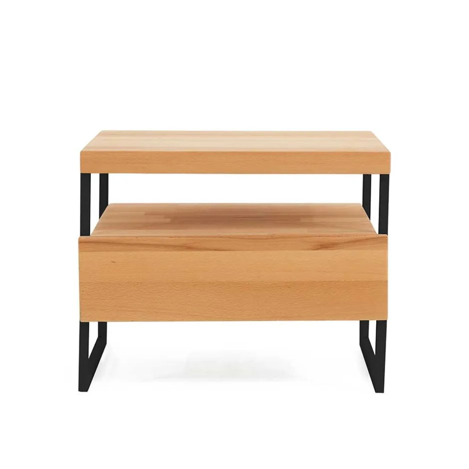 Wohnen Nachtkommode Ettina in Natur und Schwarz