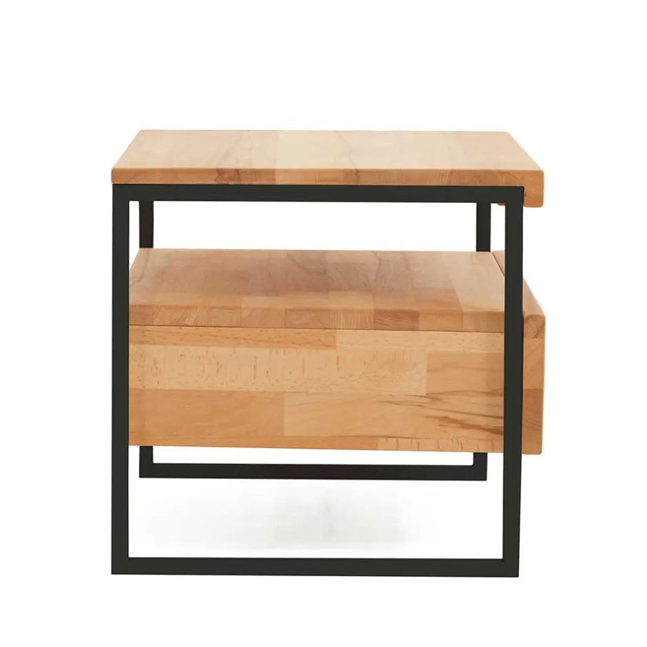 Wohnen Nachtkommode Ettina in Natur und Schwarz