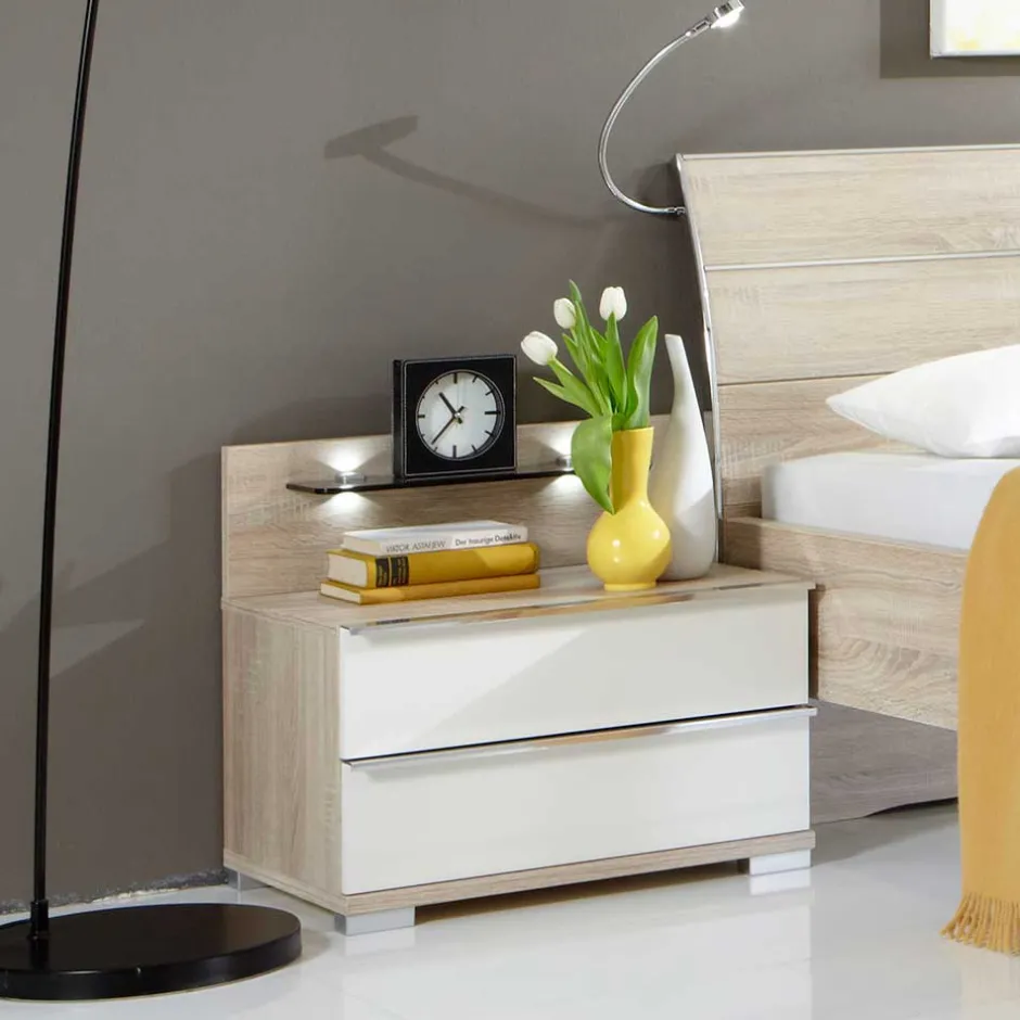 Nachtkommode Forcelan in Eiche Sägerau Weiß^Wohnen Best