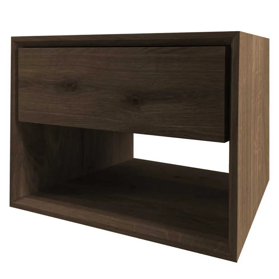 Wohnen Nachtkommode für die Wand in Eiche Dunkel - Live