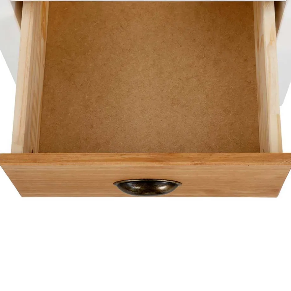 Wohnen Nachtkommode im Landhaus Look mit Metallgriffen - Xasimir