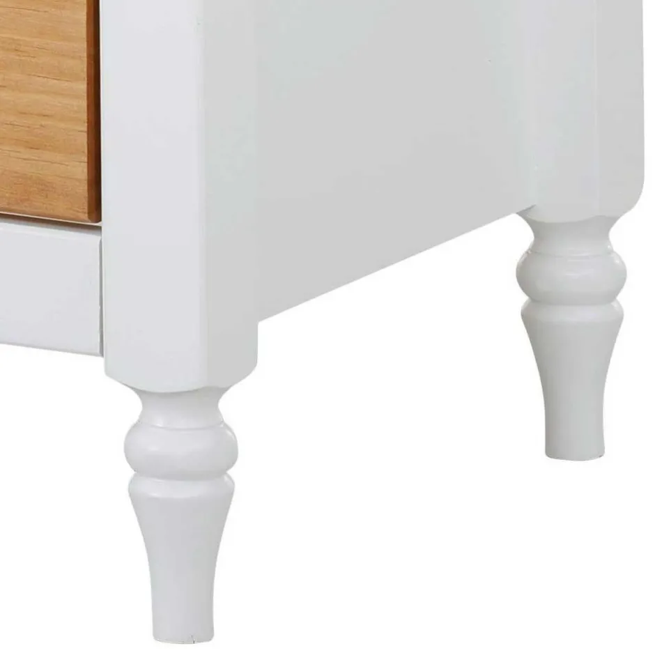 Wohnen Nachtkommode im Landhaus Look mit Metallgriffen - Xasimir