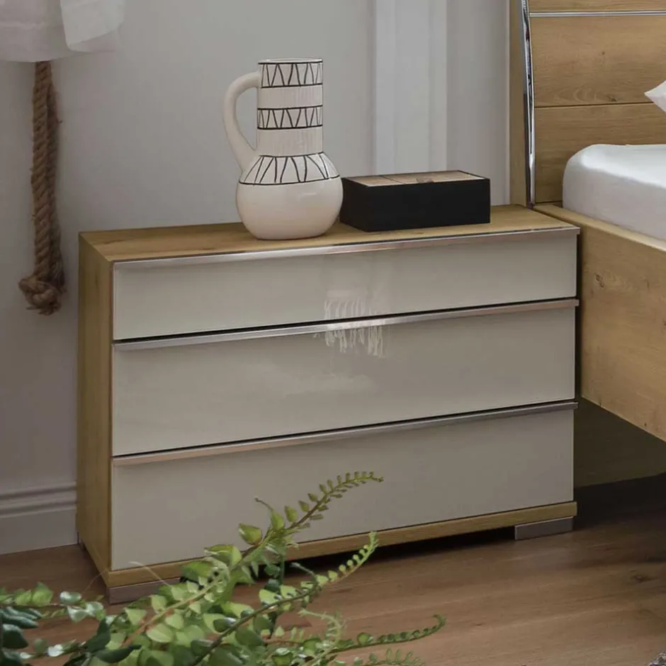 Wohnen Nachtkommode in Beige Glas - Lesegano