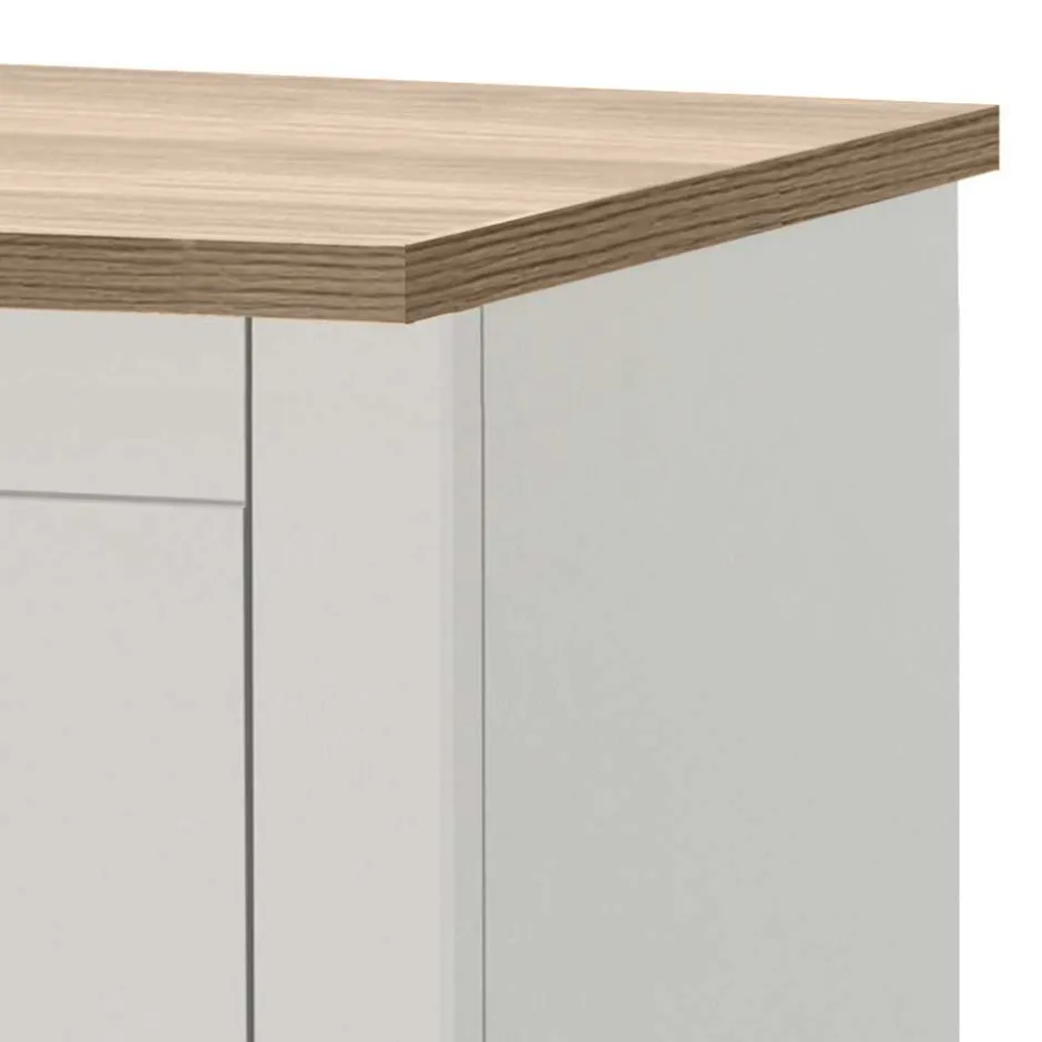 Wohnen Nachtkommode in Cremeweiß mit Eiche - Langoona