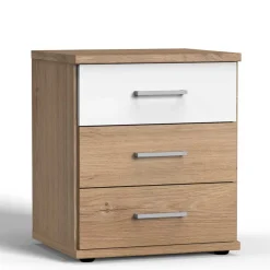 Wohnen Nachtkommode in Eiche Dekor & Weiß - Curacao