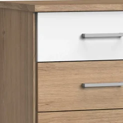 Wohnen Nachtkommode in Eiche Dekor & Weiß - Curacao