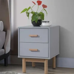 Nachtkommode in Grau mit Eiche - Caldaro^Wohnen Online