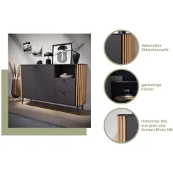 Nachtkommode in Grau und Wildeiche - Penzanca^Wohnen Discount