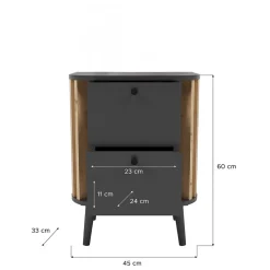 Nachtkommode in Grau und Wildeiche - Penzanca^Wohnen Discount