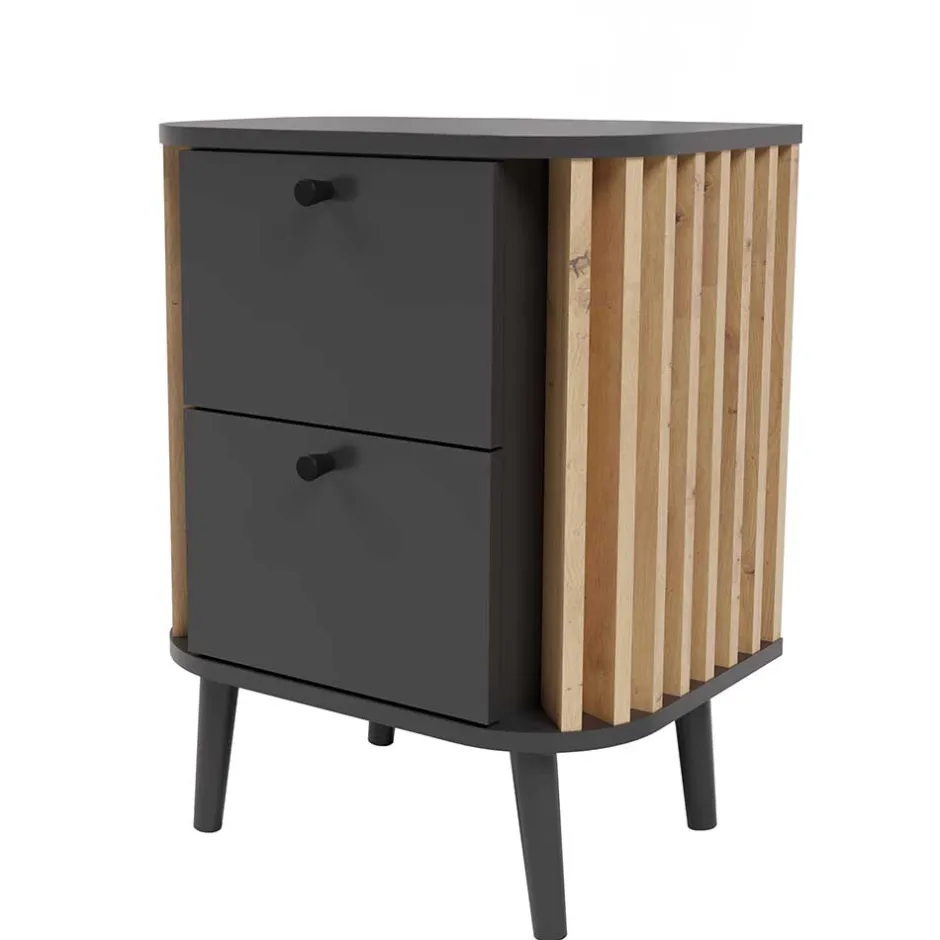 Nachtkommode in Grau und Wildeiche - Penzanca^Wohnen Discount