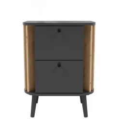 Nachtkommode in Grau und Wildeiche - Penzanca^Wohnen Discount