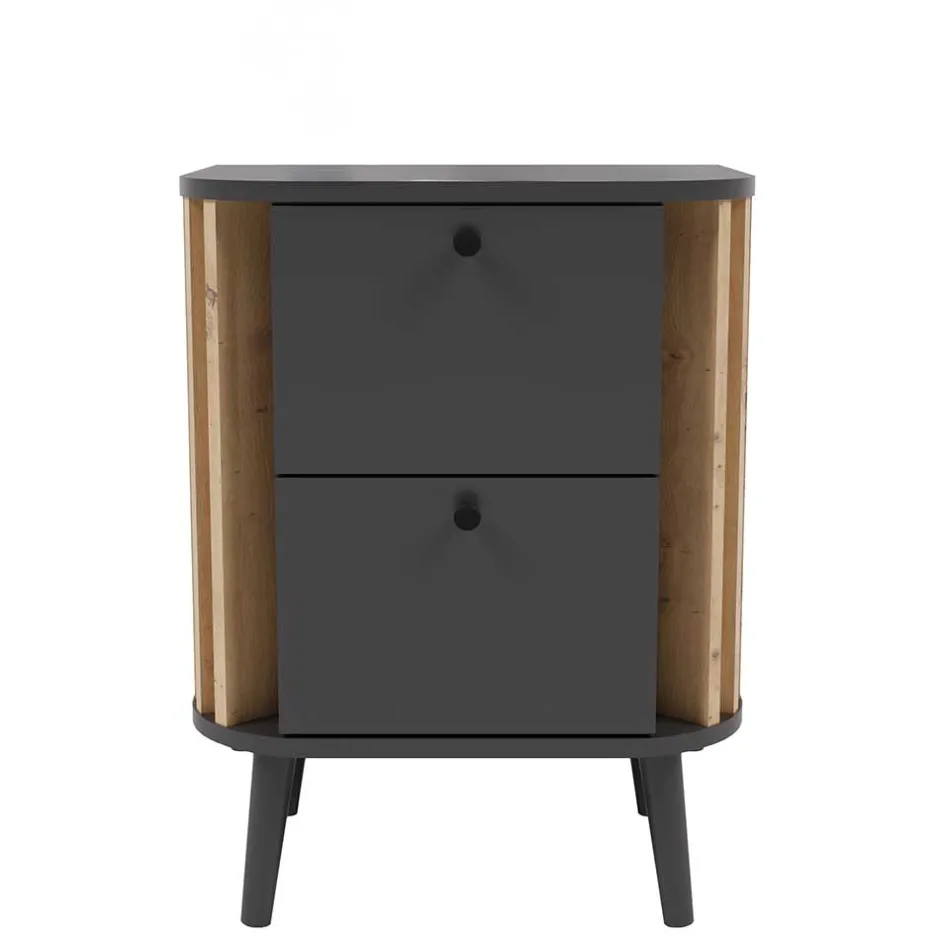 Nachtkommode in Grau und Wildeiche - Penzanca^Wohnen Discount