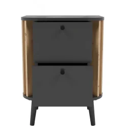 Nachtkommode in Grau und Wildeiche - Penzanca^Wohnen Discount