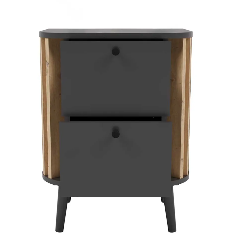 Nachtkommode in Grau und Wildeiche - Penzanca^Wohnen Discount