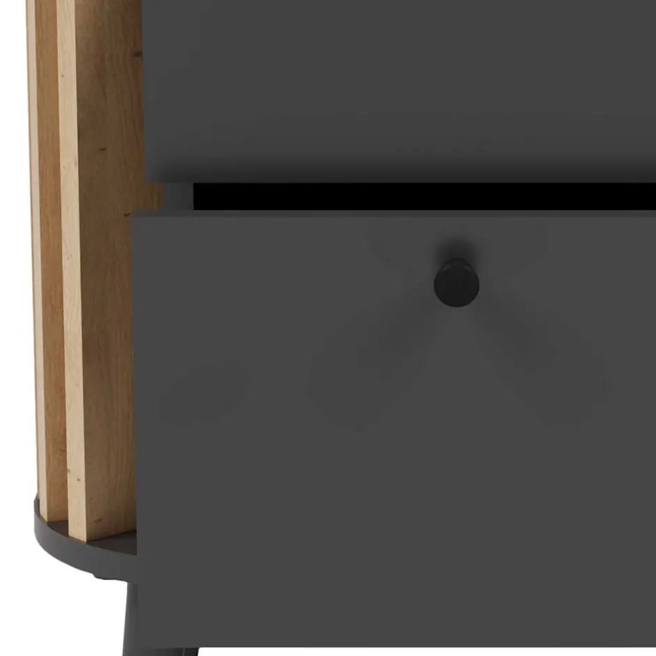 Nachtkommode in Grau und Wildeiche - Penzanca^Wohnen Discount