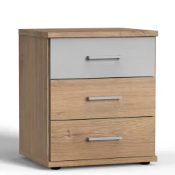 Wohnen Nachtkommode in heller Beton Optik & Eiche - Anca