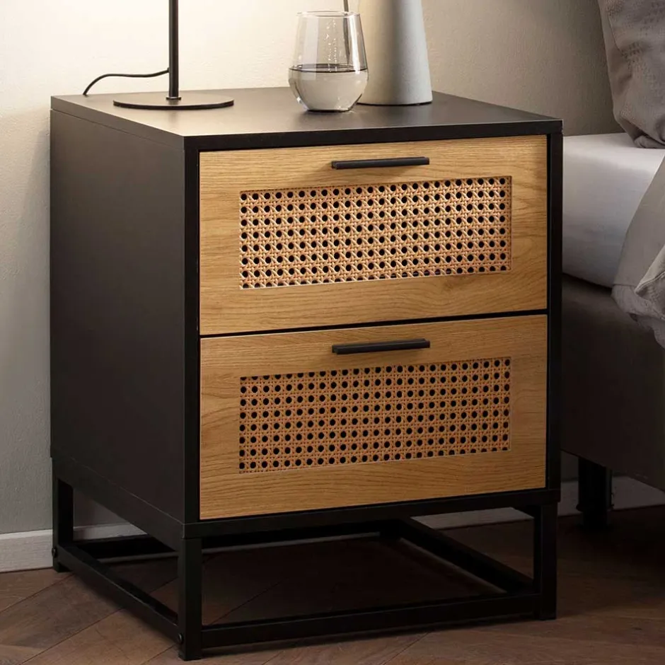 Wohnen Nachtkommode in Natur und Schwarz - Around