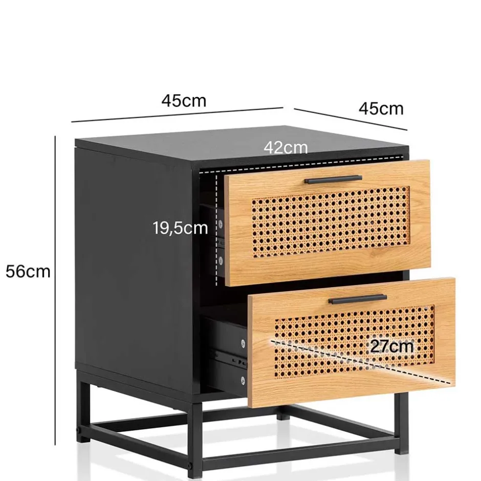 Wohnen Nachtkommode in Natur und Schwarz - Around
