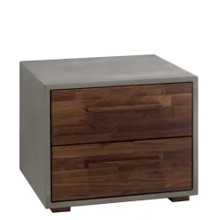 Wohnen Nachtkommode in Nussbaum und Beton Optik - Araulon