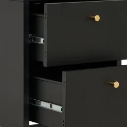 Nachtkommode in Schwarz mit Gold - Singular^Wohnen Discount