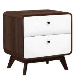 Wohnen Nachtkommode in Walnuss & Weiß - Pollux