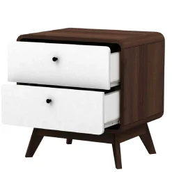 Wohnen Nachtkommode in Walnuss & Weiß - Pollux