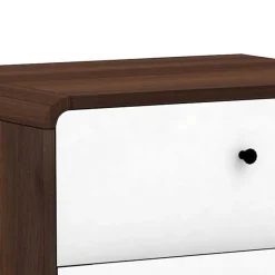 Wohnen Nachtkommode in Walnuss & Weiß - Pollux