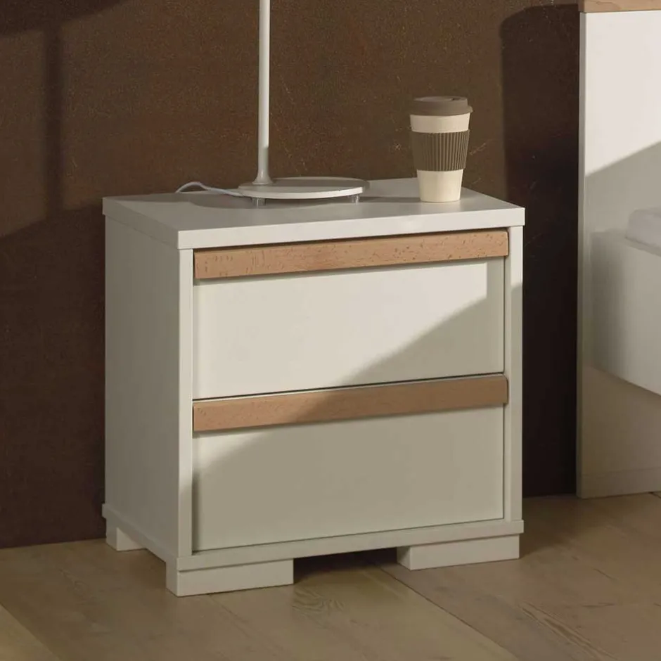 Nachtkommode in Weiß & Buche - Eldrus^Wohnen Sale