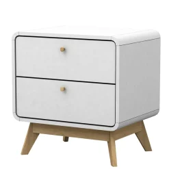 Wohnen Nachtkommode in Weiß mit Eiche - Kolreva