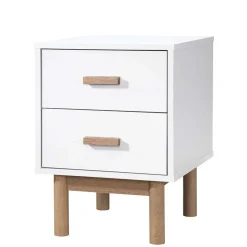 Nachtkommode in Weiß mit Eiche - Savuta^Wohnen