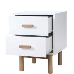 Nachtkommode in Weiß mit Eiche - Savuta^Wohnen