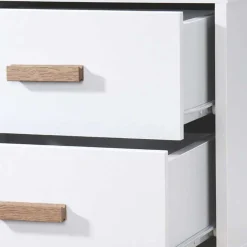 Nachtkommode in Weiß mit Eiche - Savuta^Wohnen