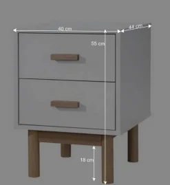 Nachtkommode in Weiß mit Eiche - Savuta^Wohnen