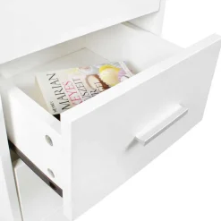 Wohnen Nachtkommode in Weiß mit Metallgriffen - Guantama