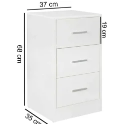 Wohnen Nachtkommode in Weiß mit Metallgriffen - Guantama